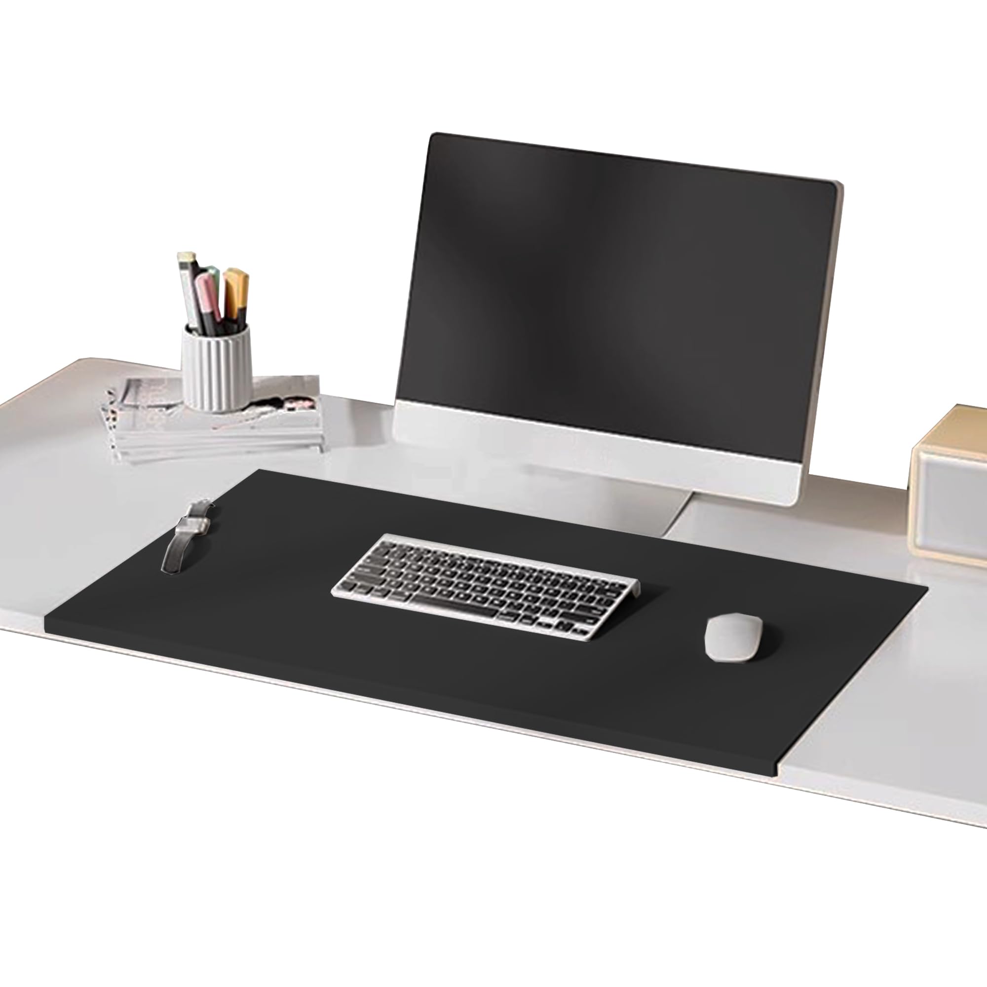 Sous-main Bureau Cuir Synthétique 80x50cm Noir - Imperméable, Antidérapant Pour Clavier Et Souris