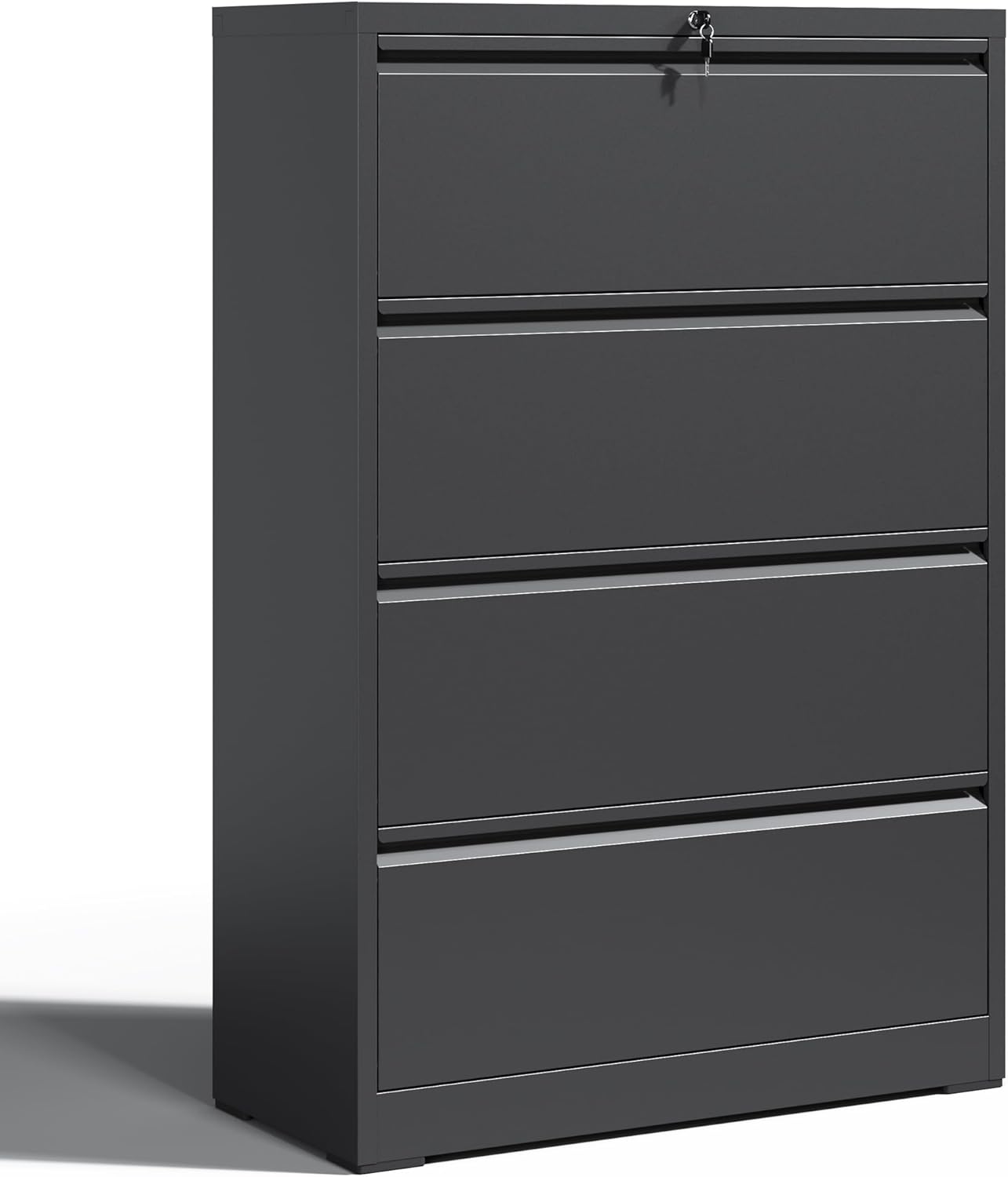 4 Drawer Lateral File Cabinet with Lock Heavy Duty Large Metal Filing Cabinet Home Office Cabinets Wide Steel Cabinets for Legal/Letter Size,Assembly Required Black 52.3"H-4 drawers