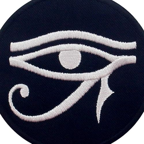 Miniatura 7 de Parche bordado Eye of Horus Wedjat con apliques para coser en emblema, rojo y negro