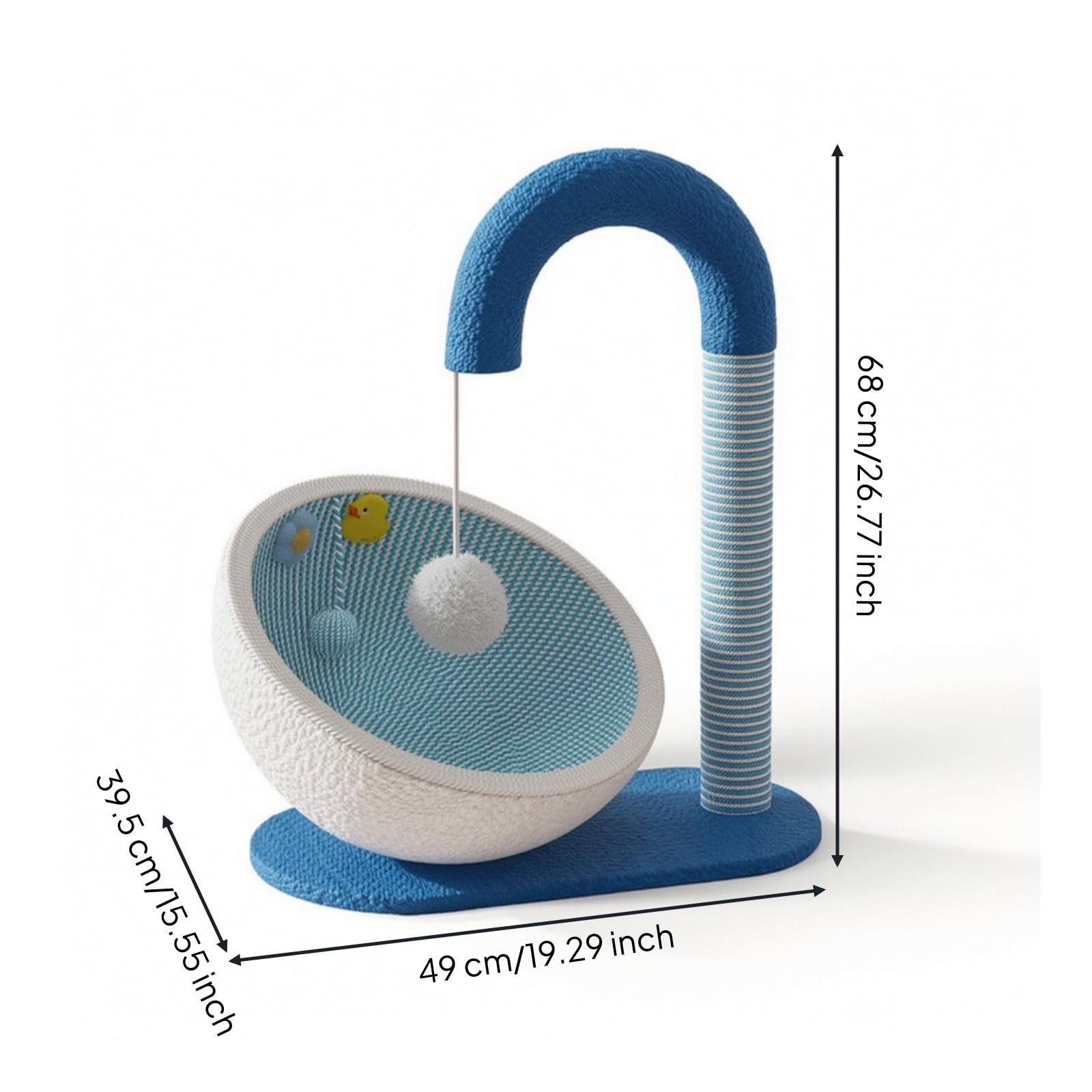 Cuccia Tiragraffi da Interno con Giochi Stabile per Gatti, Stile Carino, Tiragraffi Con Nido Per Gatti Integrato, Colore Blu