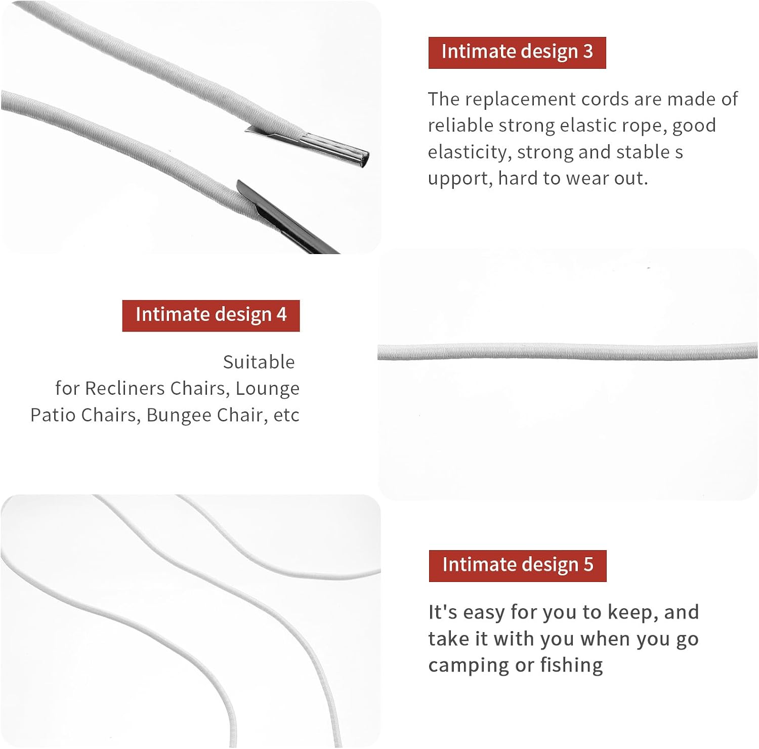 TOYANDONA Chair Replacement Cord 4pcs White Elastic