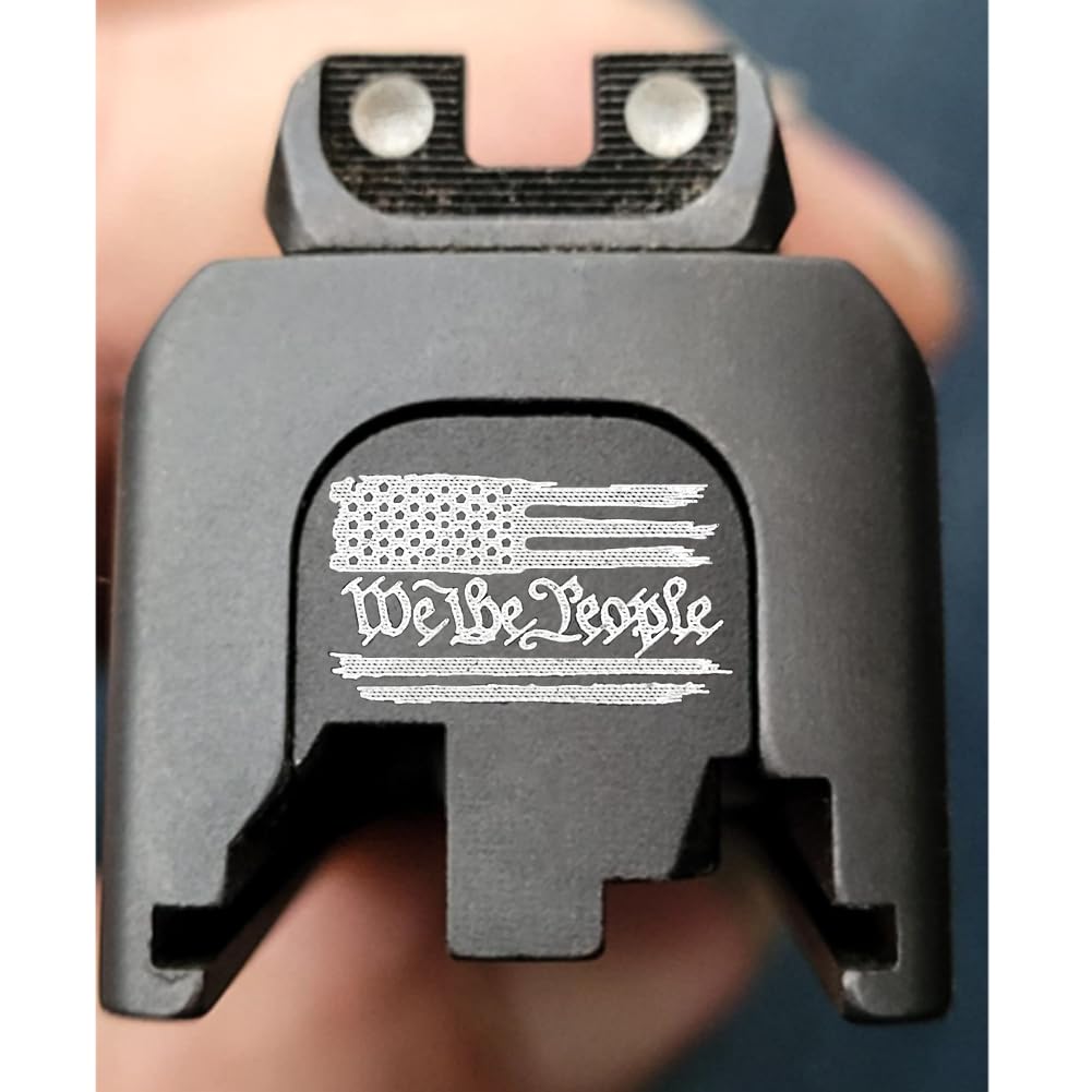 MyGunArts Laser Engraved Anodized Aluminum Rear Cover Slide Back Plate for 9mm/.40 Subcompact Smith Wesson S&W M&P Shield/Shield Plus/Shield M2.0 Accessories, We The People US Flag