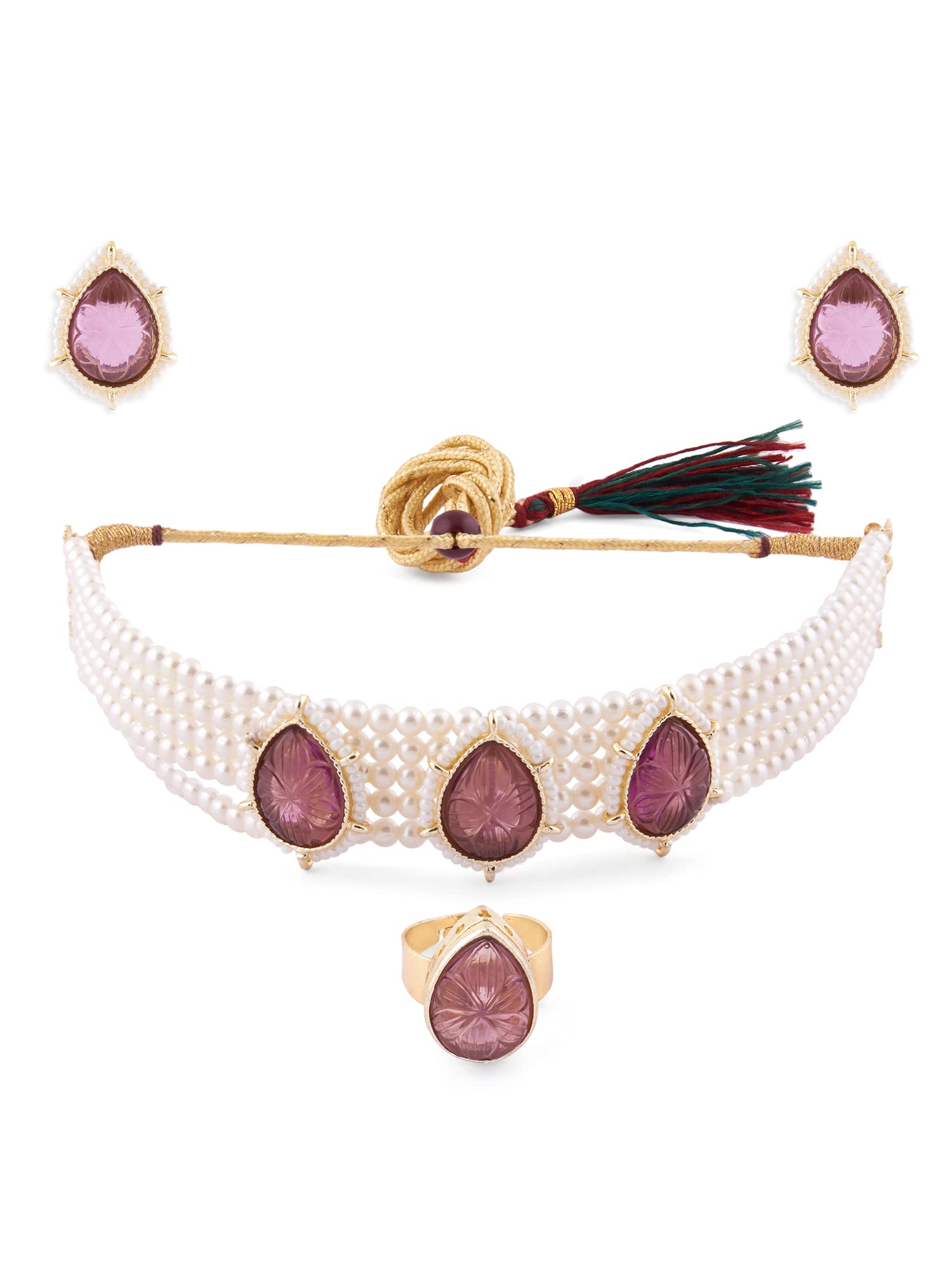 See full amazon price history chart for ZAVERI PEARLS Purple Stones Multistrand Pearls Choker Necklace Earring & Ring Set For Women-ZPFK14818 ZAVERI PEARLS Purple Stones Multistrand Pearls Choker Necklace Earring & Ring Set For Women-ZPFK14818 (B0BFRH1FDP) Amazon Price History, Amazon Price Tracker