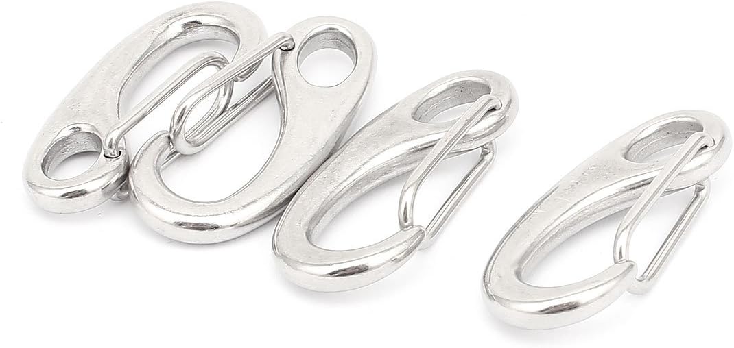 uxcellGeneric Stainless Steel Egg Quick Link Carabiner Snap Hook Clip 50mm Long 4pcs