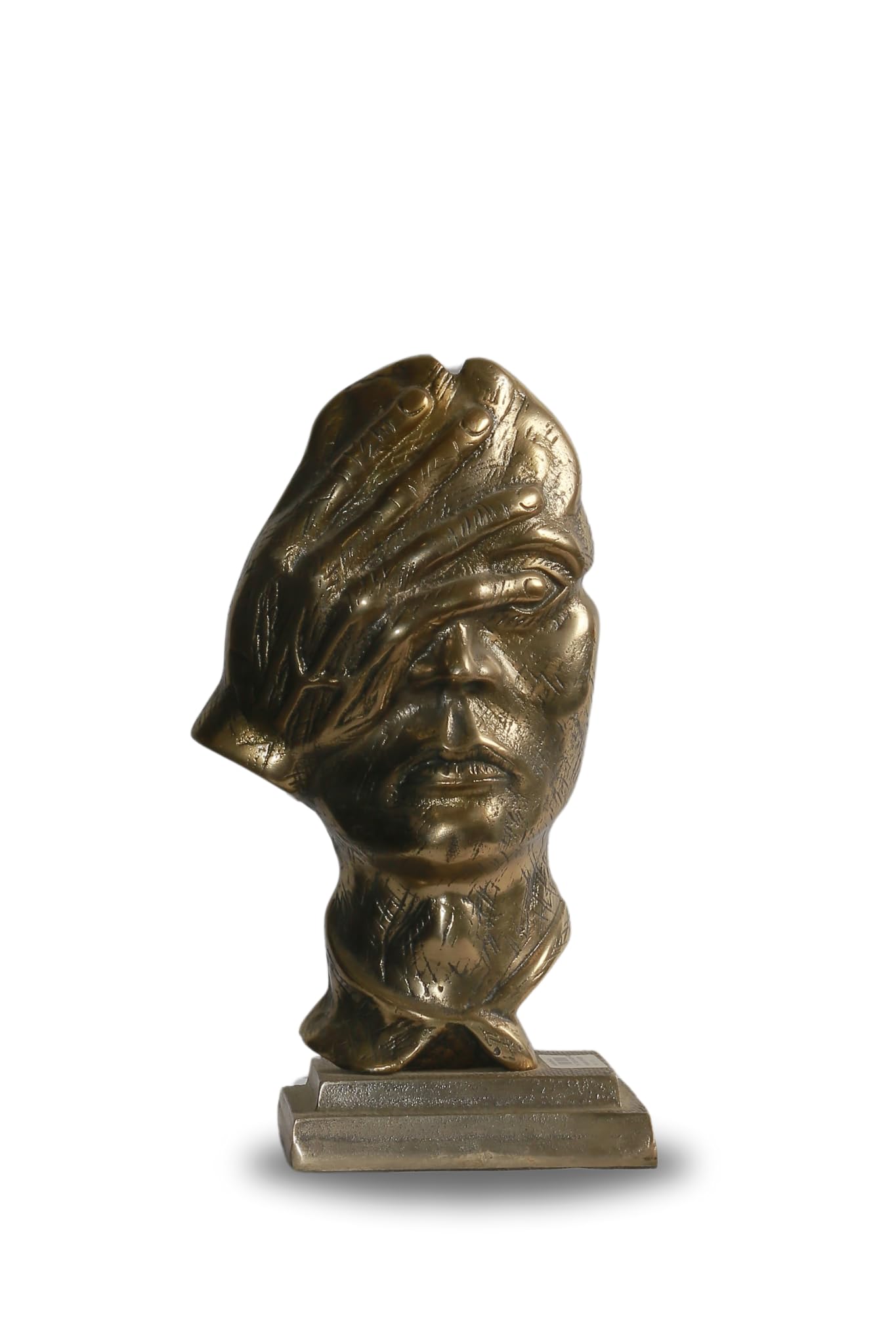 MOOD OF WOOD Brass Sculpture, Face with Closed Eyes, Bronze Decor