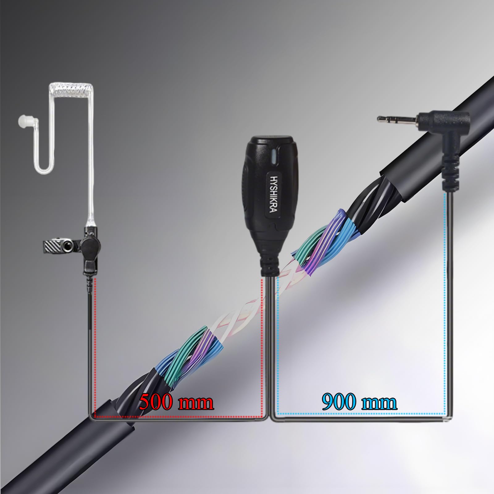 2,5 mm 1-poliges Headset mit Mikrofon Big PTT (Akustikschlauch, 5) | kompatibel mit Motorola TLKR T60 T61 T62 T81 T80 T82 Extreme Hunter HYT Zwei-Wege-Radio-Ohrhörer für Security Bodyguard