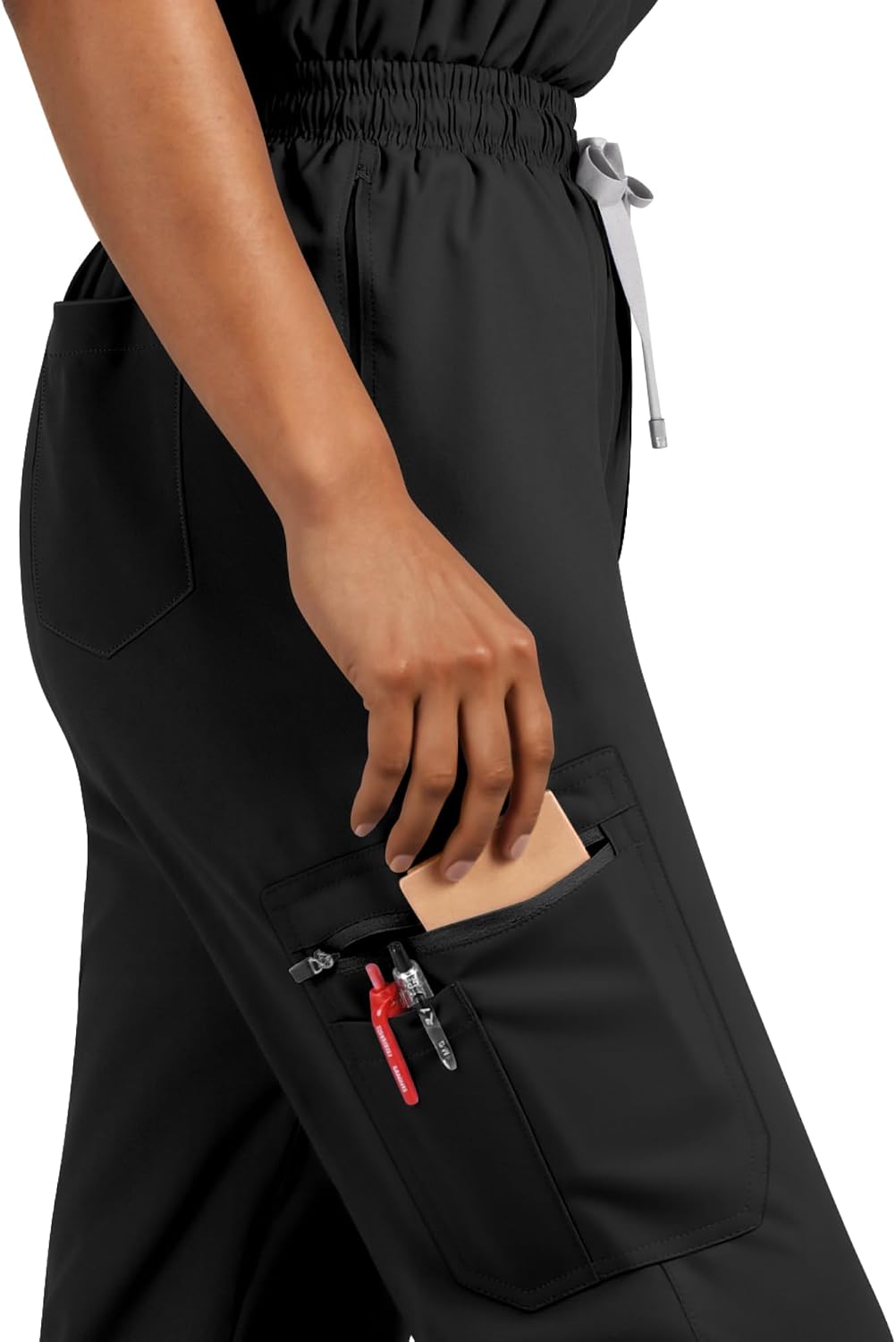 Womens Scrub Pants - Stretch Jogger Yoga Scrub Pants - Mid Rise Cargo with 7 Pockets - Medical Scrubs Pants for Women