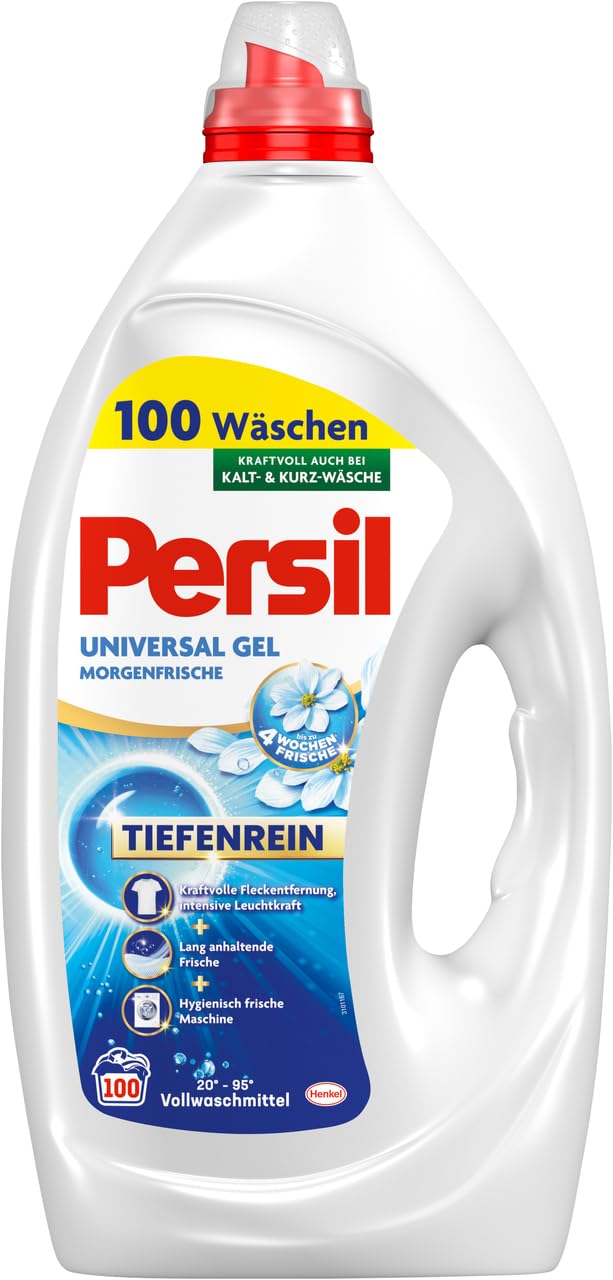 PERSIL Universal Pulver Morgenfrische 90 WL 4,95 kg + PERSIL Universal Kraft-Gel Morgenfrische 100 WL 4,5 L + Pulver Color 75 WL 4,5 kg – Waschmittel Kombination für weiße & bunte Wäsche