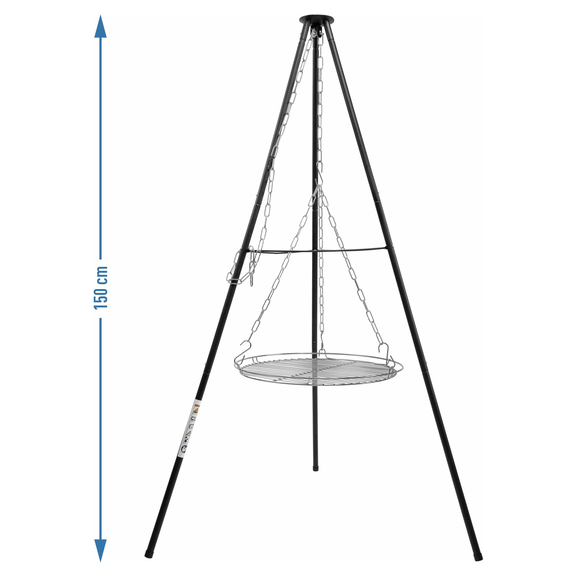 BROWIN® Dreibein-Grillgestell mit Grillrost 330551 | 150 cm Höhe | 50 cm Durchmesser | Schwarz