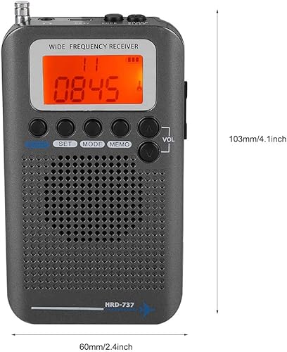 Miniatura 6 de Radio portátil, receptor de radio de banda de avión con 4 modos de búsqueda, antena retráctil y pantalla LCD digital, grabadora de radio de banda