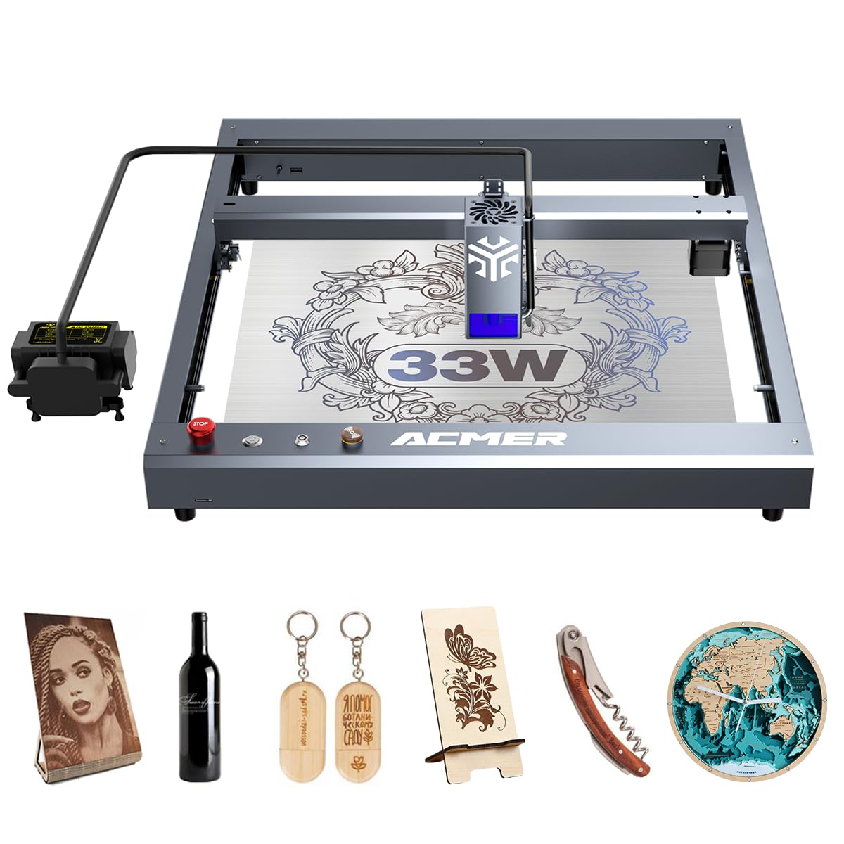 ACMER Laser Engraver,33W(33000mW) Output Laser Cutting Machine, Laser Engraving Machine,CNC Laser Cutting Machine and Engraving Machine for Stainless Steel,Wood,Metal,Acrylic,Leather and More