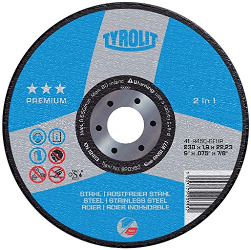 Tyrolit 872339 Trennscheibe, Premium, Durchmesser 125 mm, Stärke 2,5 mm, Inox/Stahl, 2in1 (25-er Pack)