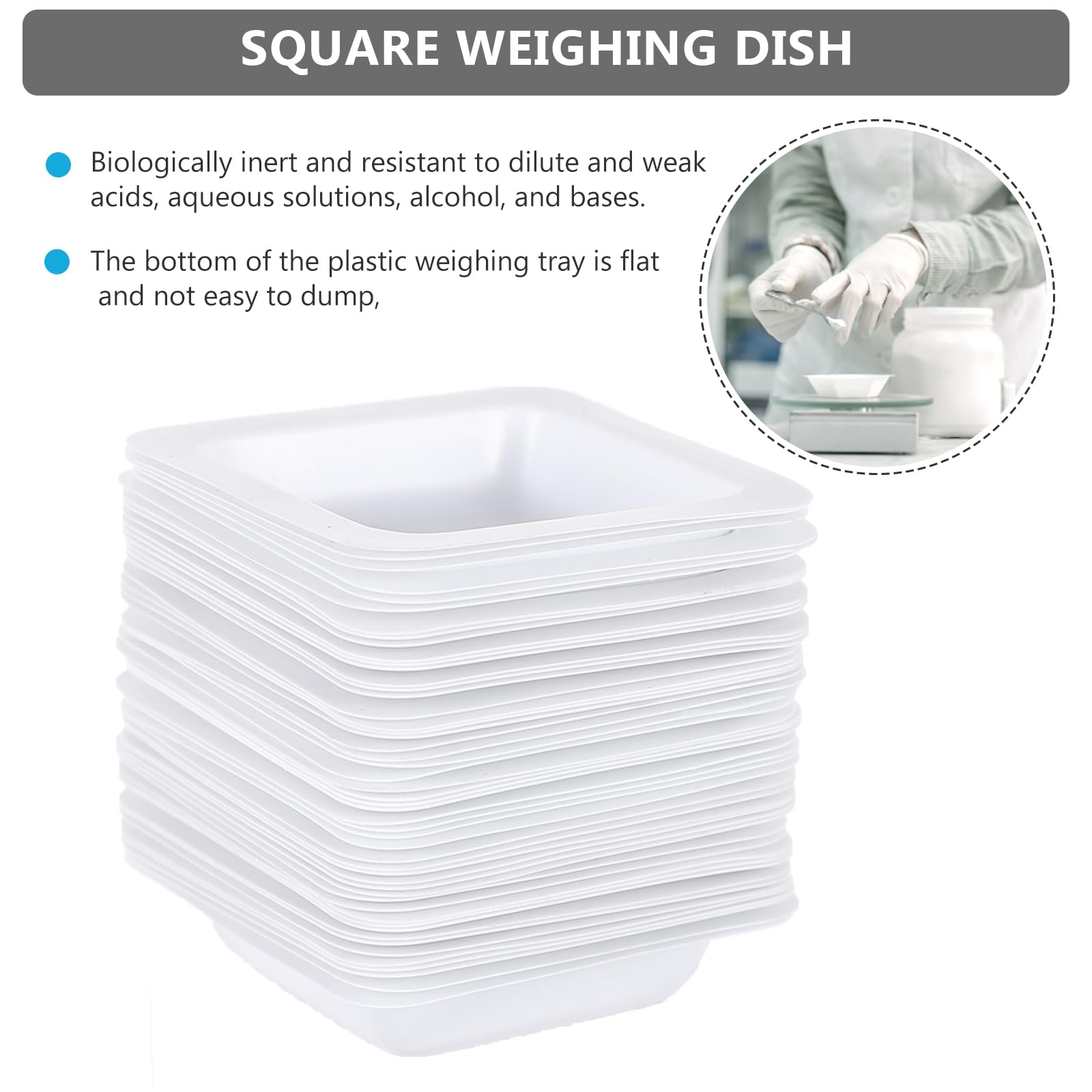 ULTECHNOVO Pesatura Barca Professionale Bilancia da Laboratorio Quadrato Piatto Barca Polveri Liquidi Mescolando Vassoio Pesatura per Casa Negozio 7 ml, 50 pz