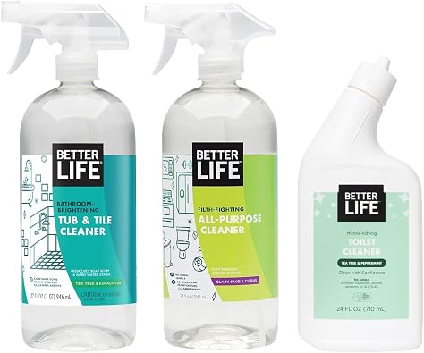 Better Life Bathroom Cleaner 32 Oz 1 Pack + All Purpose Cleaner 32 Oz 1 Pack + Toilet Bowl Cleaner 24 Oz 1 Pack