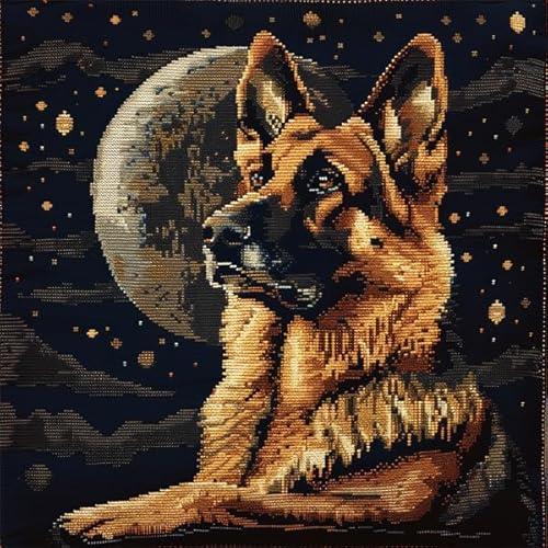Kitphoenix Diy Latch Hook Kit - Dog Needlework Pillow Cover 43Cmx43cm - Embroidered Carpet Pillow
