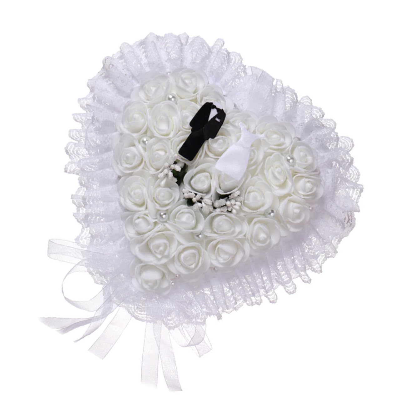 ABOOFAN 3pezzi Cuscino Portafedi Elegante Pizzo Per Matrimonio Decorativo e Riutilizzabile Per Cerimonie Di Fidanzamento e Nuziali Design Floreale Per Sposi