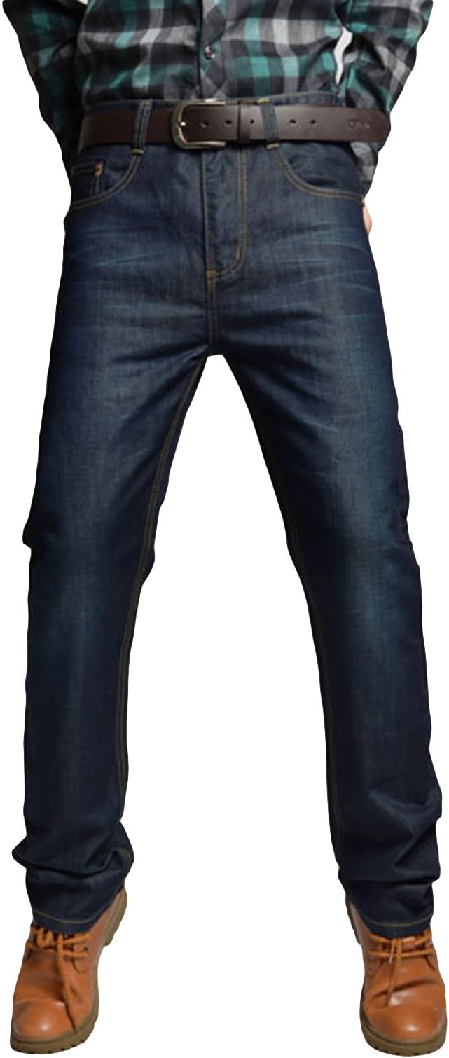 Ubasics Men's Casual Straight Leg Bleached Jeans Long Pants