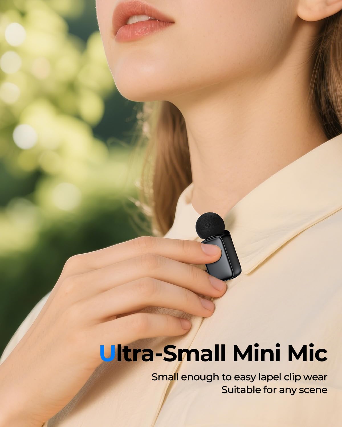 Mini Microfono Lavalier wireless per iPhone e Android, microfono a clip con cancellazione/Voice change per registrazione video,Tiktok, Youtube, Vlogging,Trasmissioni dal Vivo,Interviste