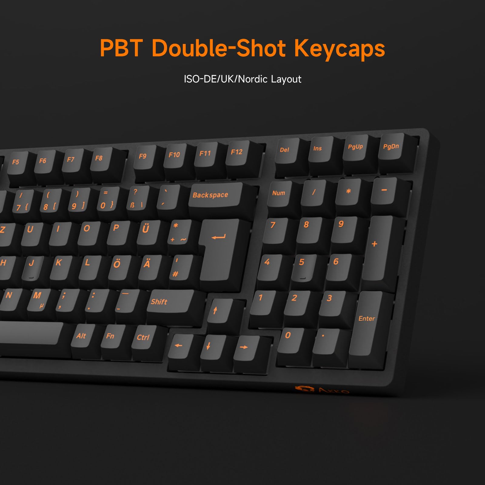 AKKO 210 Key ISO Keycaps PBT Double Shot Cherry Profil Orange Schwarz