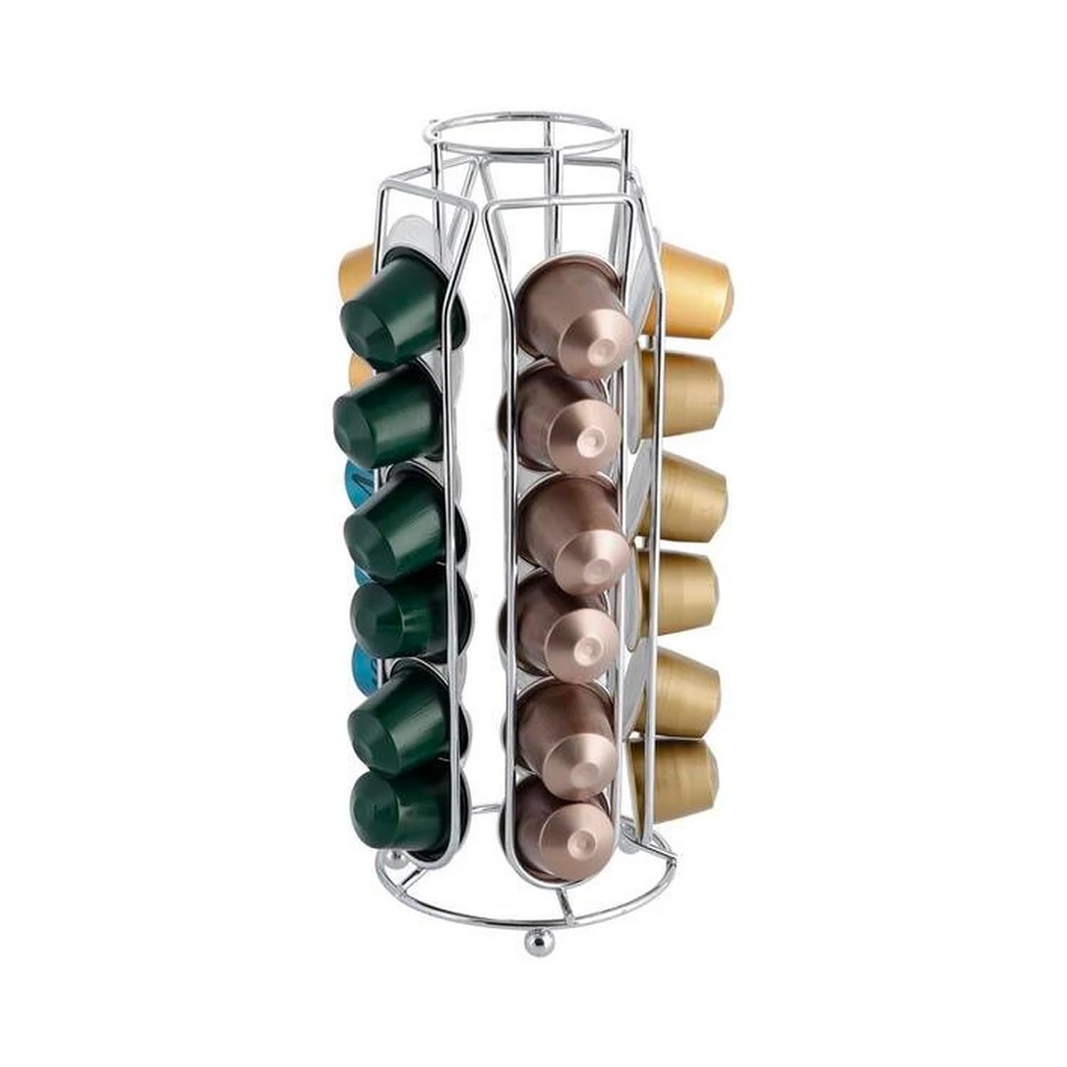 Porta Capsule Nespresso Rotondo In Metallo - Organizer Da 30 Cialde, Argento 12.3x25cm - Foto 13