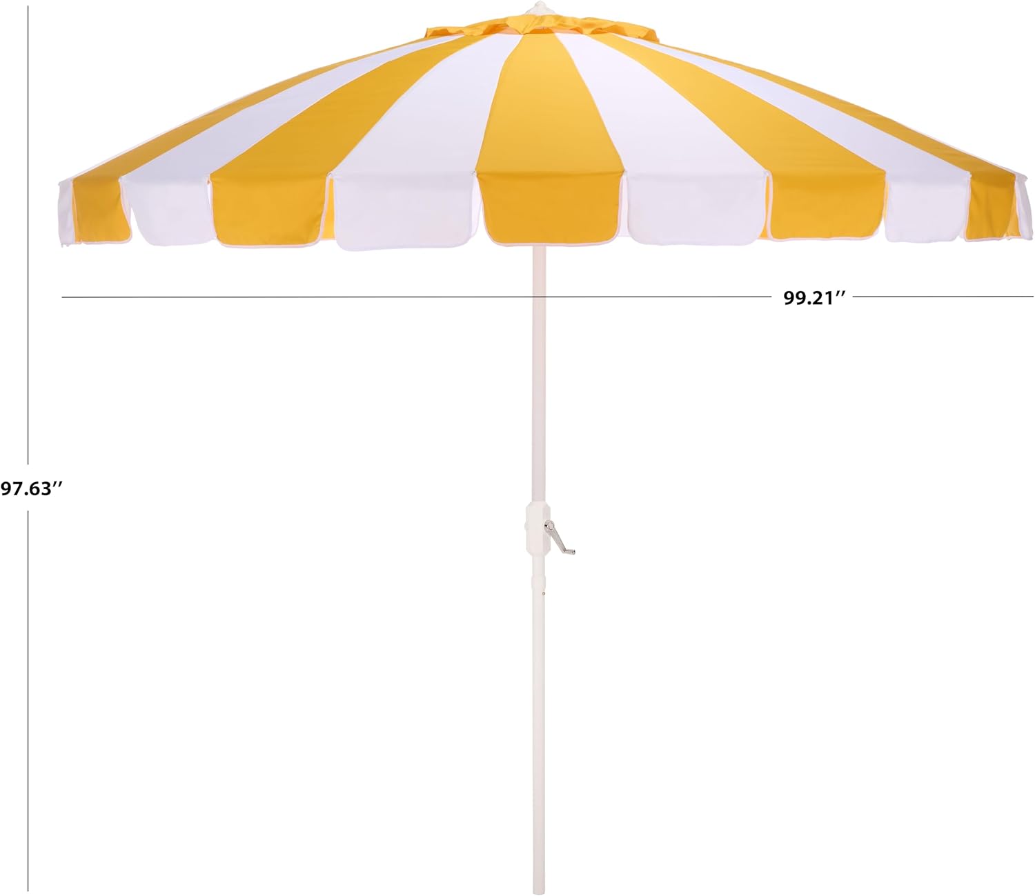 SAFAVIEH Outdoor - Buti 9 FT Patio Umbrella - Crank Lift, Aluminum Frame with White Pole, Weather Resistant for Deck, Backyard, Garden (PAT8027)