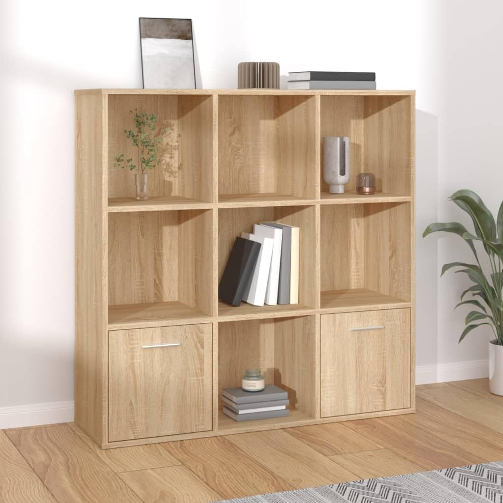 vidaXL Bibliothèque, Meuble de Rangement avec Porte, Armoire à Livres Salon Salle de Séjour Intérieur, Chêne Sonoma Bois d’Ingénierie