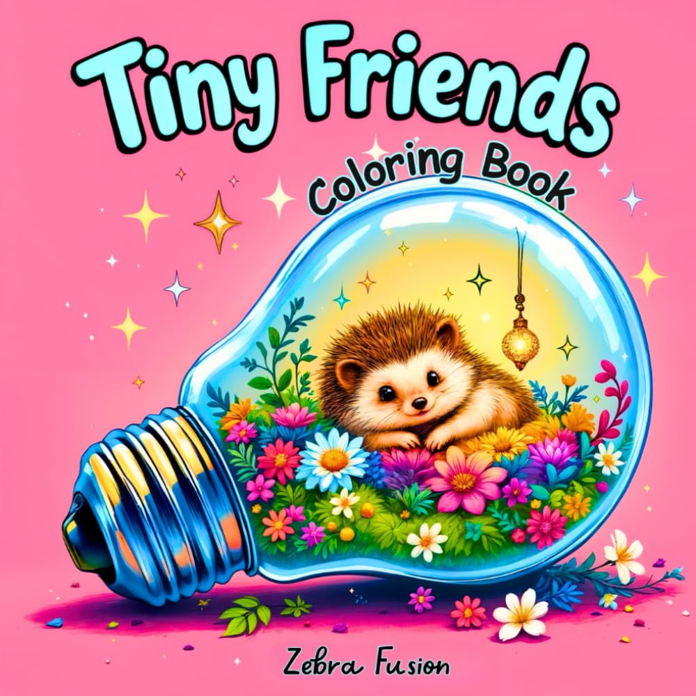 Tiny Friends Coloring Book: Simple and Adorable Designs of Cute Animals in Tiny Homes for Adults and Teens