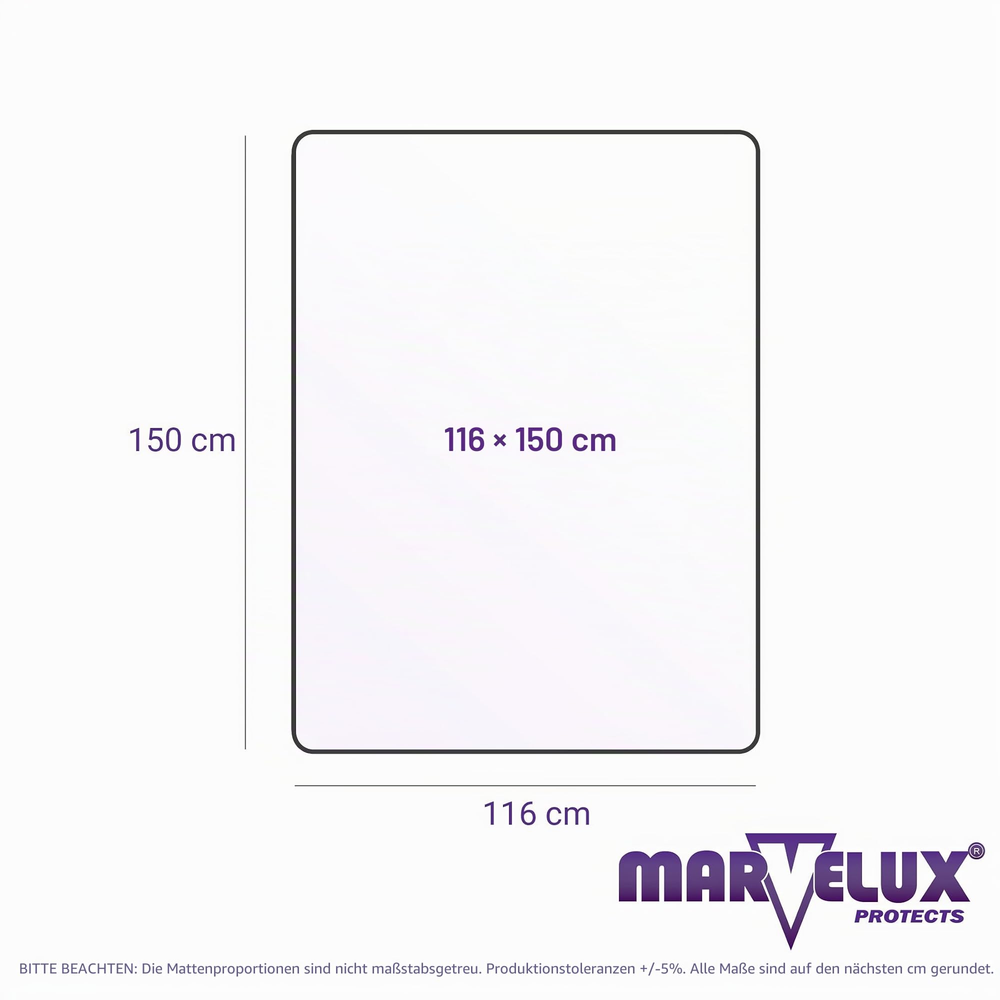 Marvelux Große Umweltfreundliche Bodenschutzmatte für Hartböden 116 x 150cm, Eco-Friendly Rechteckige Bürostuhlmatte aus Enhanced Polymer, Transparente Schreibtischstuhlunterlage für unter Bürostühle