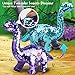 Koonie Sequins Dinosaur for Girls, 2 Year Old Girl Gifts, Purple Dinosaur Remote Control Reversible Sequins Dinosaur Can Repeat Walk Roar Sing, Christmas Birthday Gifts for 2-7 Years Old Kids Toddler