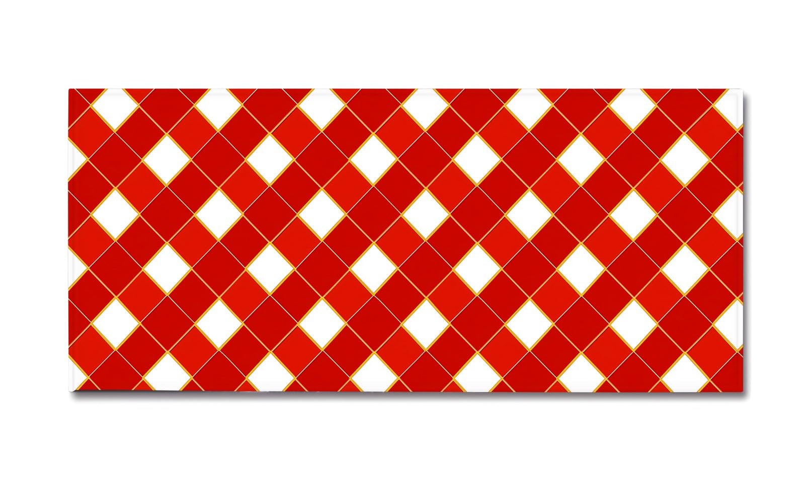 Generico Passatoia Ingresso Rombi Rossi e Bianchi, Tappeto Lungo Corridoio 60 x 120 cm - Tappeto Lavabile Tema Natalizio Antiscivolo per Camera da Letto Cucina Ingresso