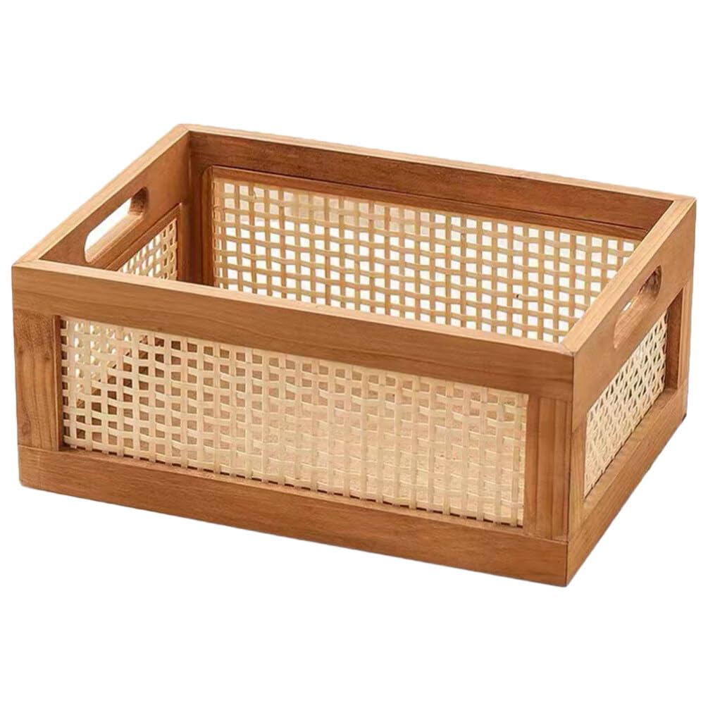 Cabilock Bamboo Storage Basket Set Stackable Pantry Bins Woven Basket For Desktop Multi-purpose Organizer For Toys Sundries