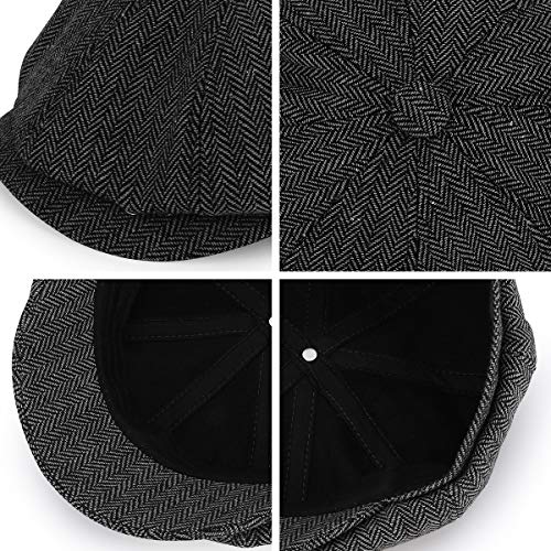 KeepSa-Gavroche-Casquette-Baker-Boy-Hat-Flat-Caps-8-Panel-Peaky-Herringbone-Tweed-Gatsby-Hat-Ivy-Irish-Cap-pour-Hommes-et-Femmes