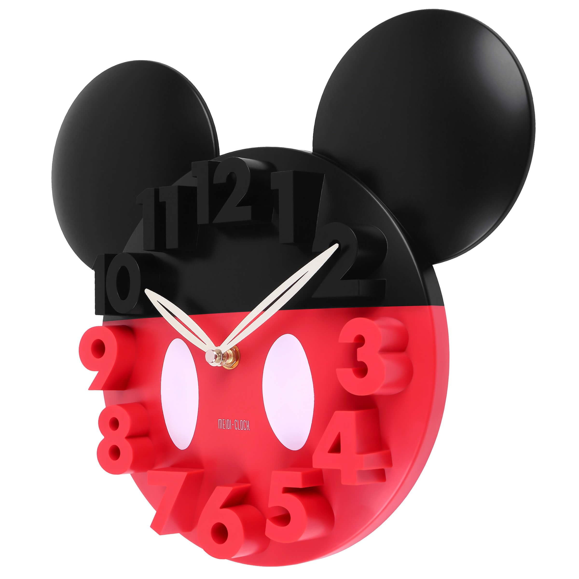 MEIDI CLOCK Wall Clock with 3D Numbers, Silent Quartz Movement for Mickey Mouse Fans, 12