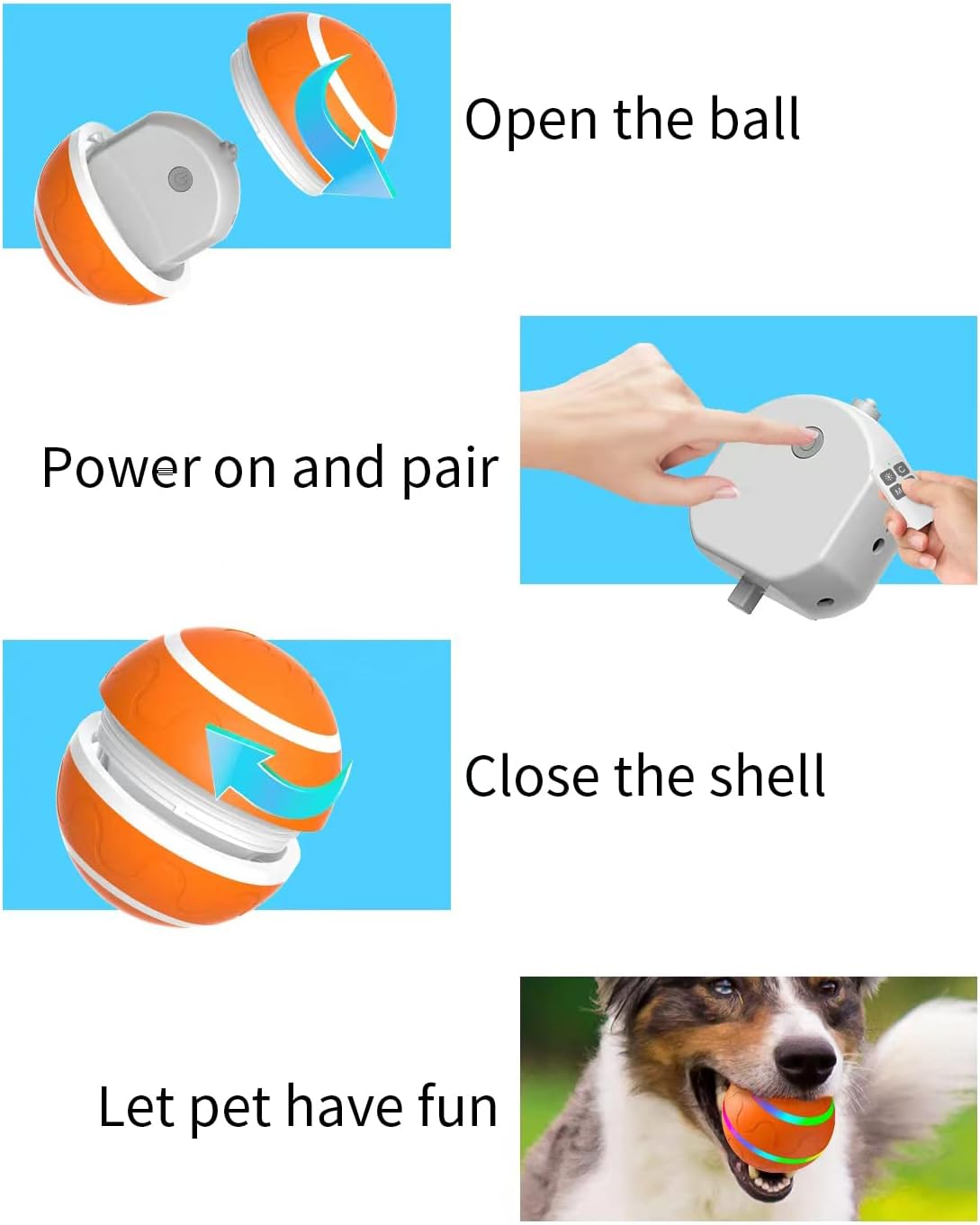 Remote Control Dog Balls,Peppy Pet Ball for Dogs Aggressive Chewers Toy,Smart Automatic Interactive Rolling Shaking Pet Gifts,Rechargeable Rubber Rolling Ball with Led Light (Pink)