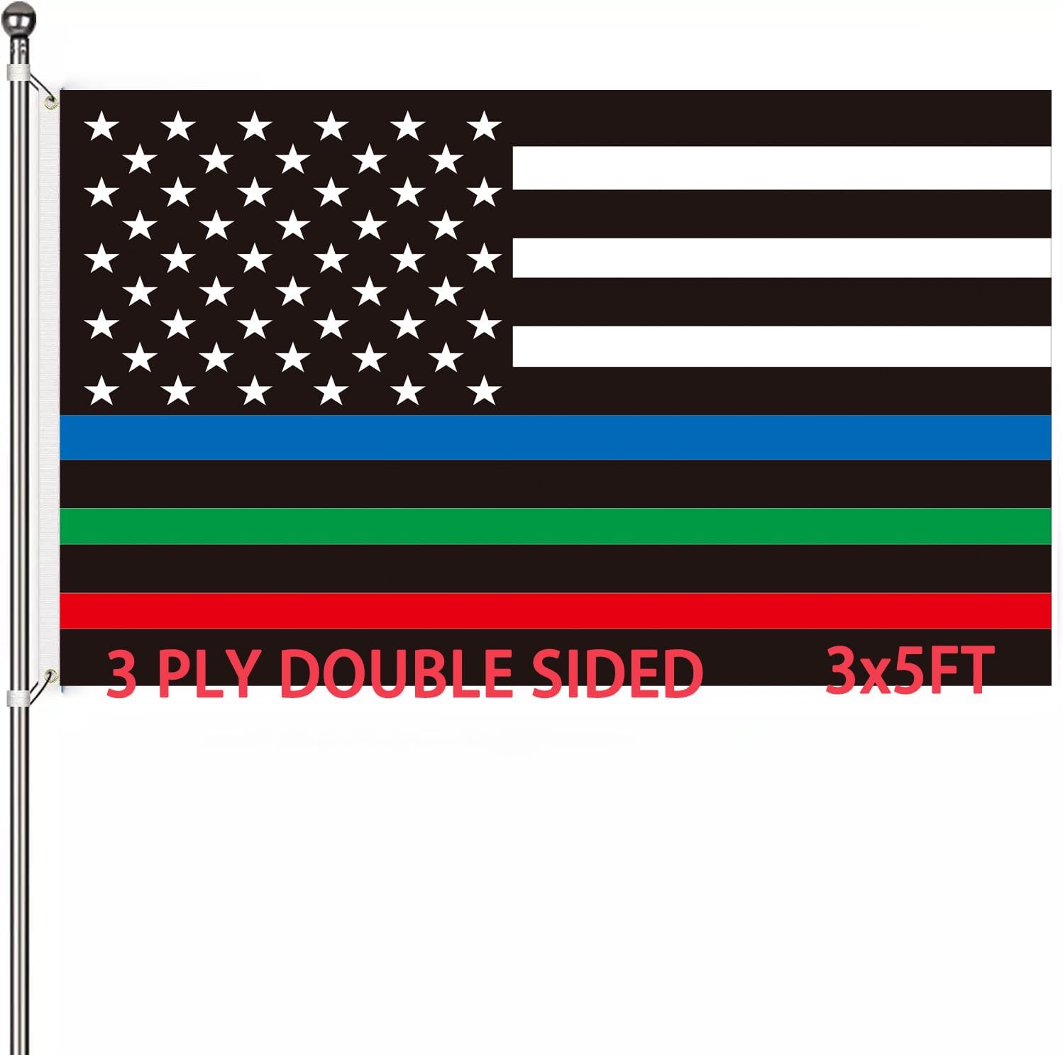 Thin Blue Line American Flag Police Flag Heavy Duty double sided 3 Ply 3x5 Feet Stripe Blue Lives Matter Flags with Brass Grommets, Fade-Resistant for Home, College Dorm Decor, Outdoor, Indoor
