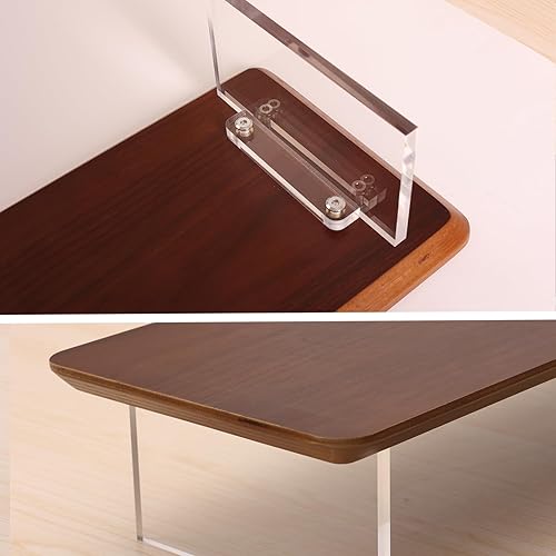 Miniatura 5 de SUIBIAN Soporte para monitor con carga inalámbrica y patas acrílicas, elevador de monitor de madera de 31.5 pulgadas para computadora, organizador