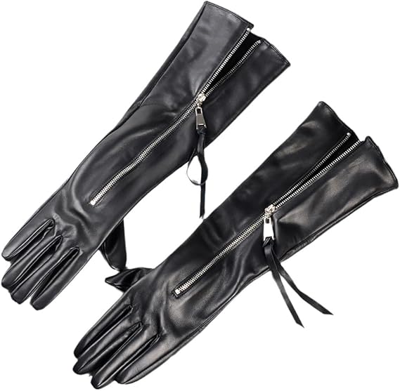 Wjnvfioo Guanti Lunghi Da Sera In Vera Pelle Da Donna Con Cerniera In Pelle Mocha 30cm S : Amazon.it: Fashion