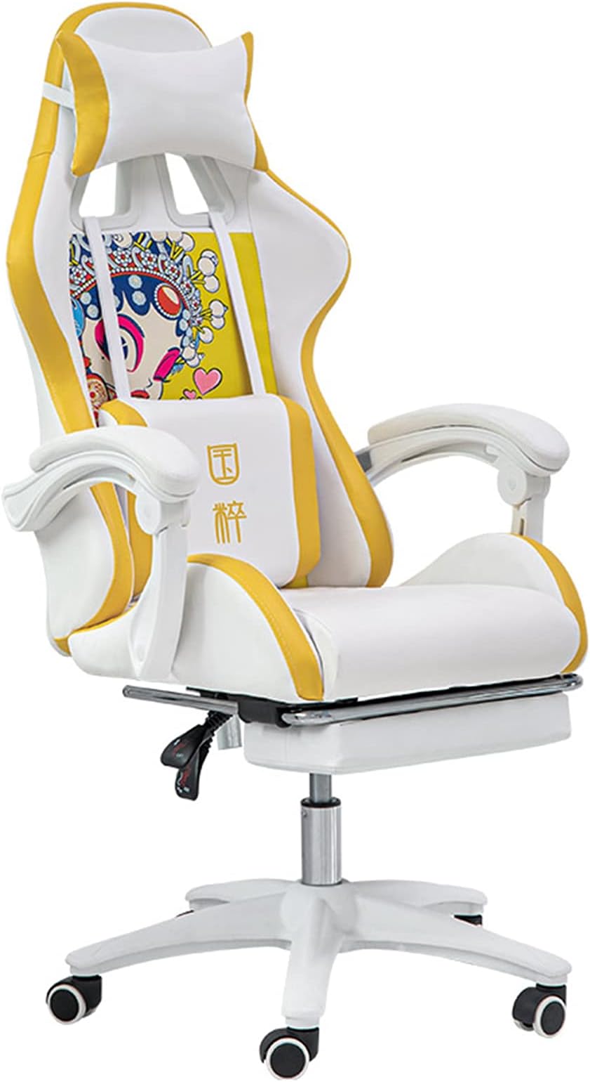Daily necessities LTD Pink Gaming Chair, Ergonomic Racing Chair, Swivel Leather Desk Chairs with Adjustable Headrest and Lumbar Cushion, Birthday/Xmas Gift, (Blue, Purple, Yellow)