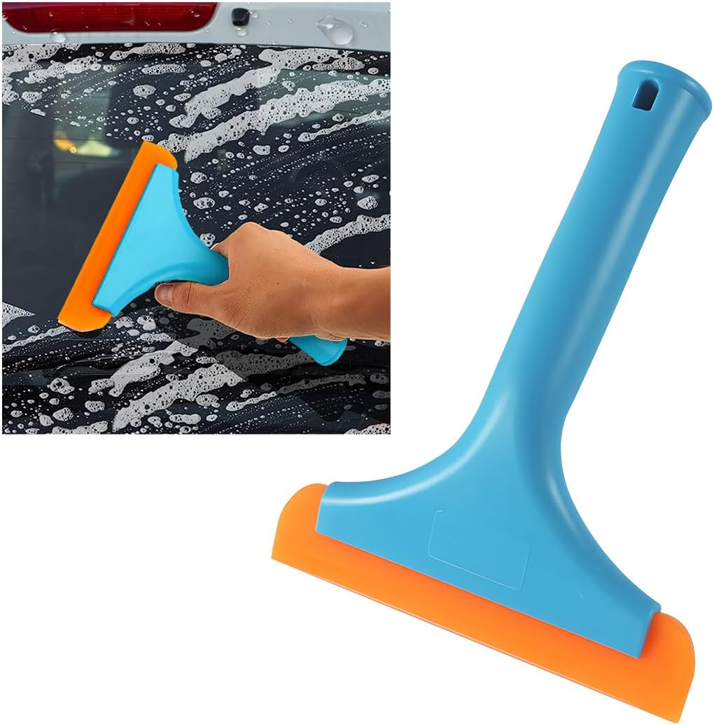 Small Silicone Window Squeegee, 5.9 Inch Car Windshield Water Blade Squeegee with Non-Slip Handle, All-Purpose Cleaning Squeegee for Car Windshield, Window, Mirror (Blue)