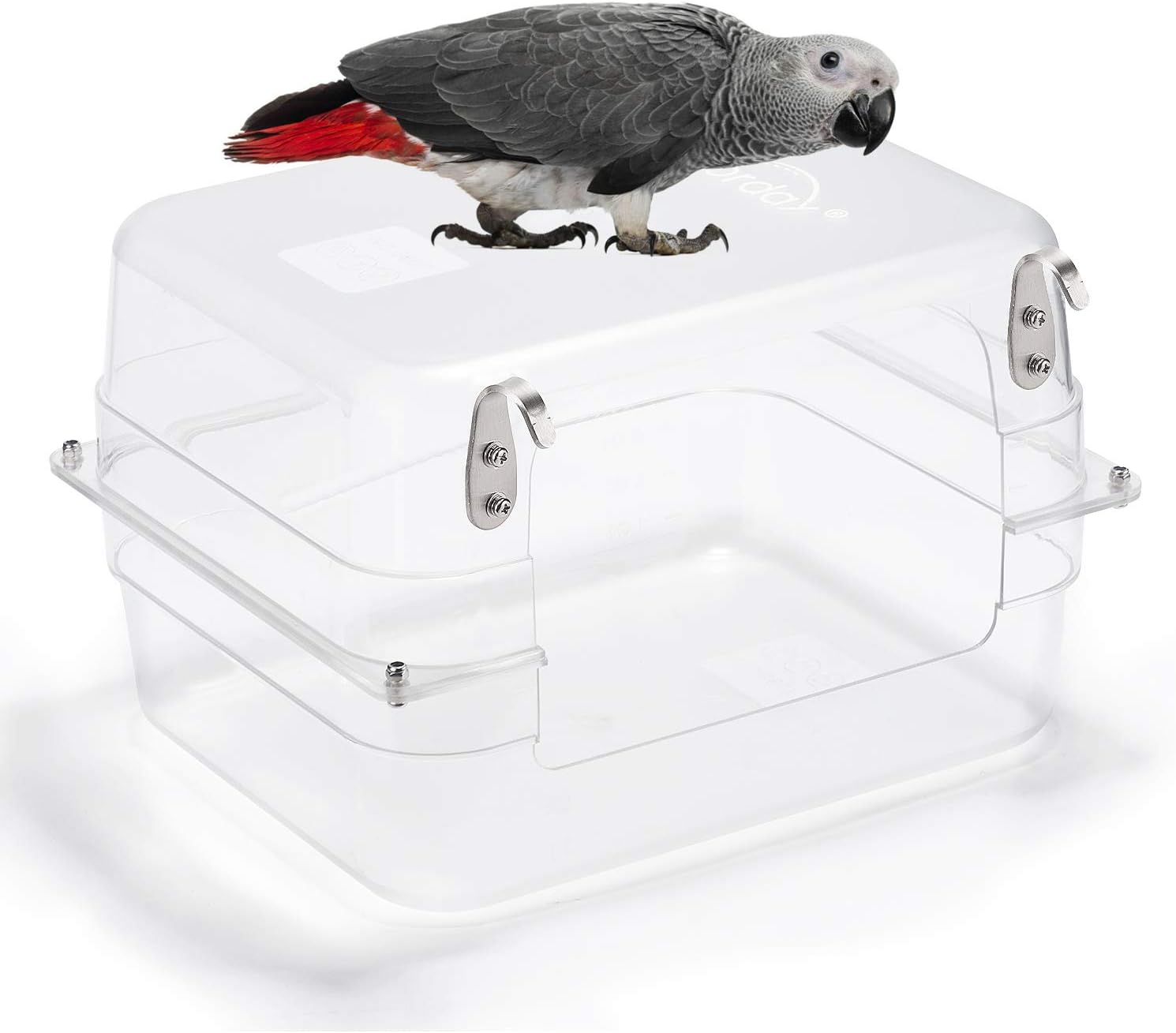 Colorday Large Bird Bath with Clear View, for Greys,Amazons,Conures,Cockatiels,Parakeet...(13X11X8 inch).