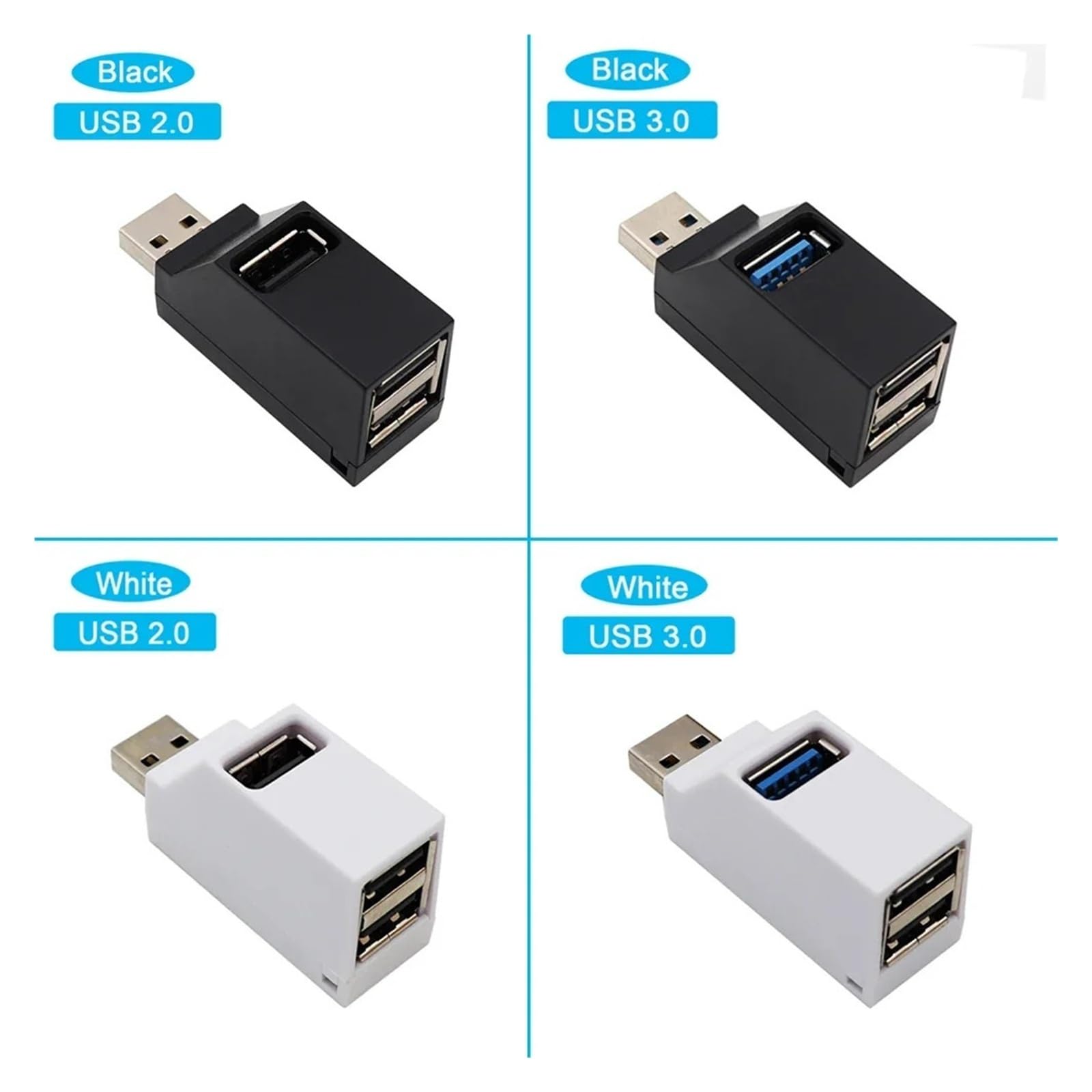 Divisor de 3 puertos USB 3.0, 5 Gbps para mini USB, adaptador extensor para ordenador portátil, PC, lector de tarjetas flash (USB 3.0 Hub negro)
