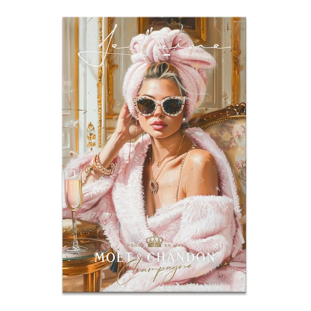 Kunstgestalten24 | Beauty Luxe Champagner Leinwandbild Kunst | Lifestyle Wohnzimmer Bilder | Wandbilder | Wanddeko | XXL Bilder auf Leinwand | Moderne Bilder