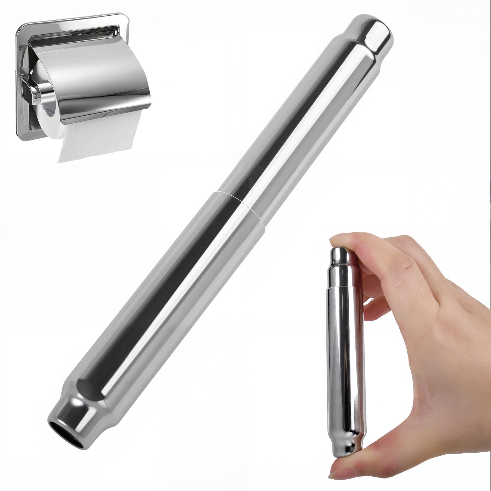 LEONTOOL 紙巻器芯棒 トイレ用品 ホルダー替芯 壁付けトイレットペーパーホルダー しん棒 ローラー 101-162mm幅対応 バネ式 伸縮可能 差し込み 直径20mm ステンレス おしゃれ DIY かんたん設置 浴室 風呂 洗面台 収納 賃貸OK 片手で切れる