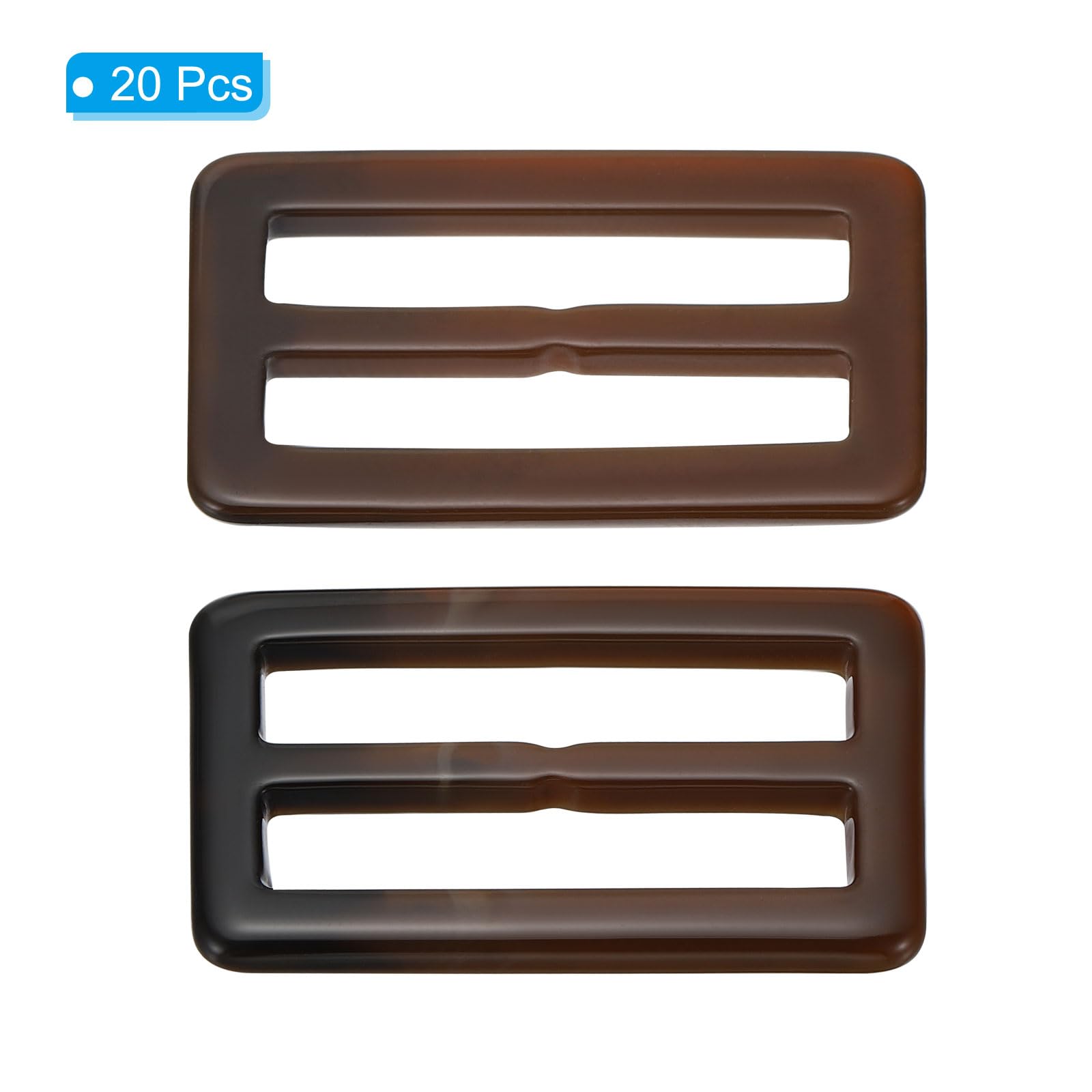 PATIKIL 1.5x2.4 Resin Scarf Ring Clip, 20Pcs Rectangle Scarf Ring Buckles for Woman Silk Scarf Loose T-shirt, Decoration, Dark Brown - Image 3