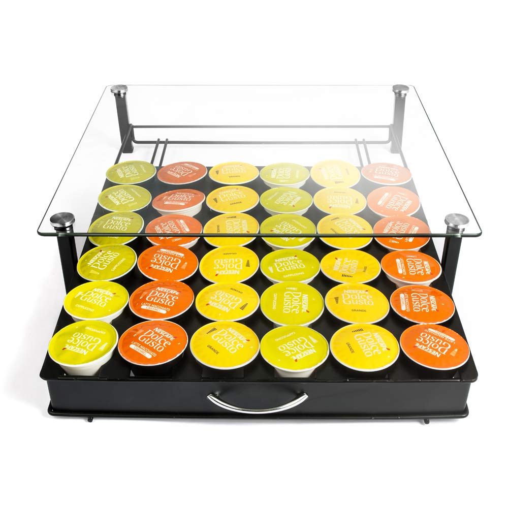 HiveNets DG Kaffee Kapselhalter Kapselständer Kapseln Glas Schubladen Organiser für 36 Stück