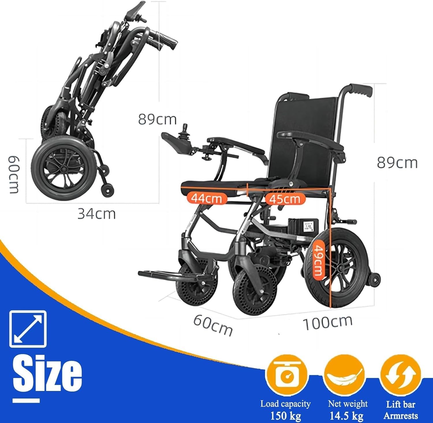 Sedia A Rotelle Elettrica Super Leggera per Adulti,Sedia A Rotelle Elettrica Pieghevole,Approvata dalla Compagnia Aerea,Sedia A Rotelle Elettrica Pieghevole Intelligente Anziani Black