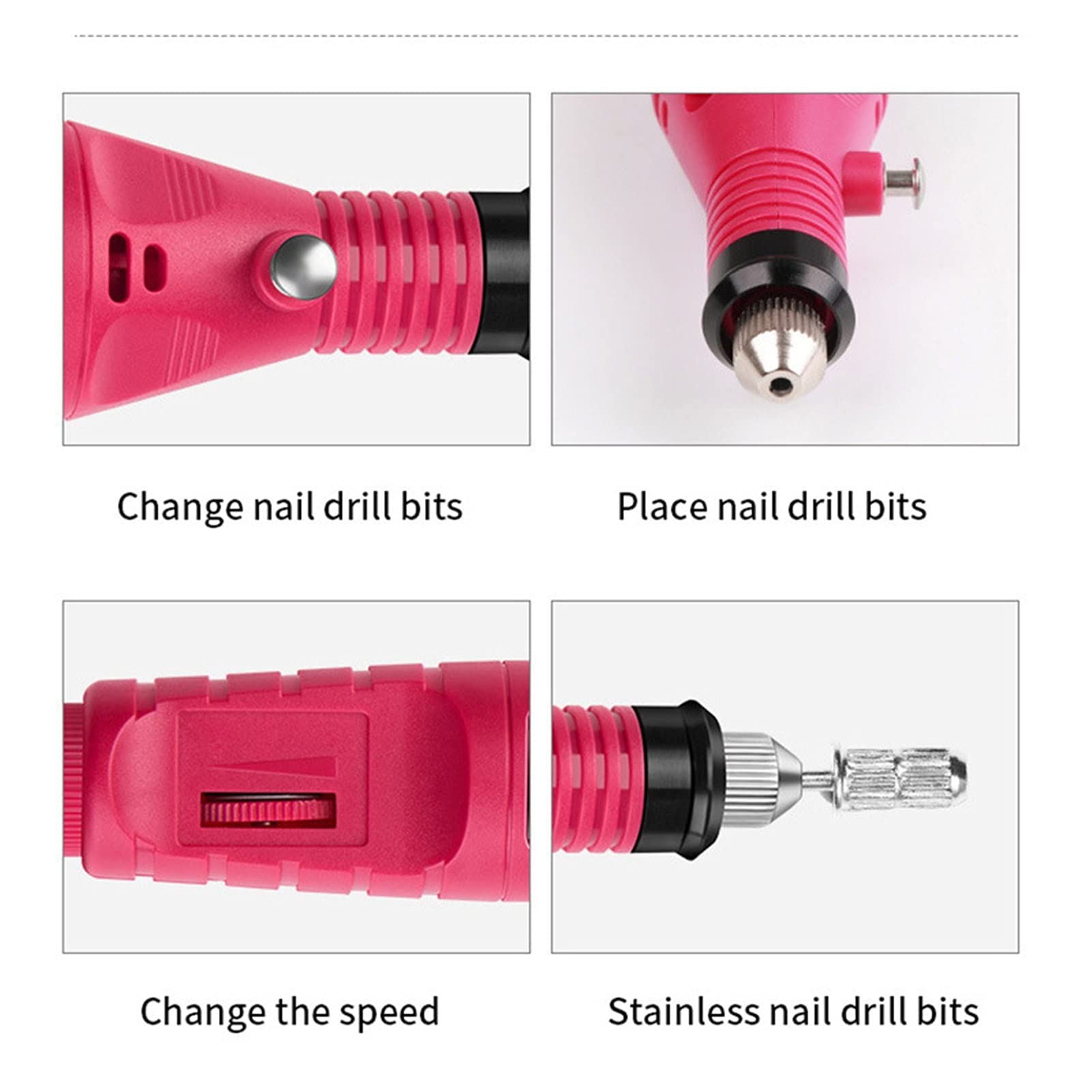 Trapano per Unghie 1 Set Professional Electric Nail Drill Machine Macchina Manicure Pedicure Art Pen Strumenti per Le Unghie per(USB White)