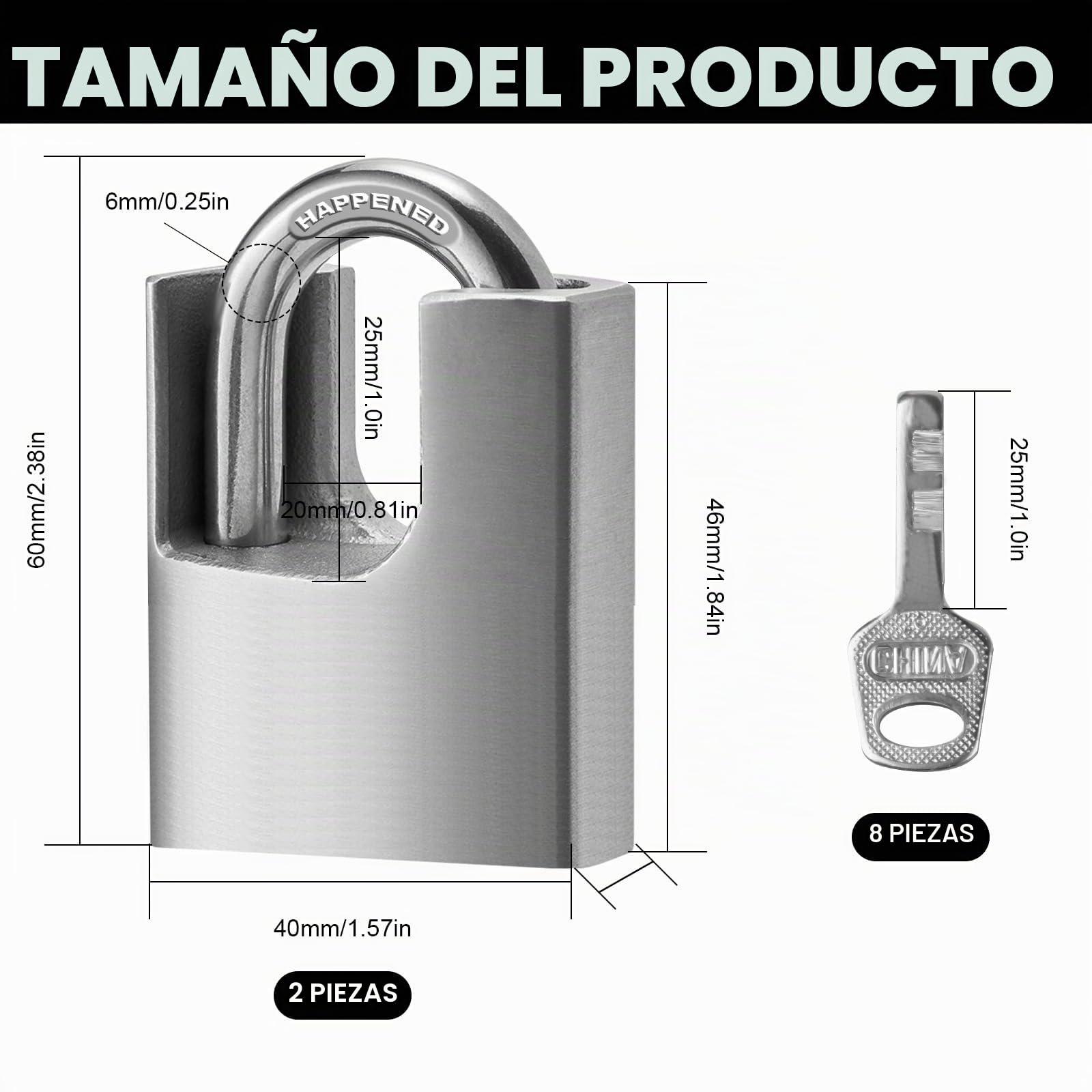 2 candados resistentes con llaves para exteriores, 40 mm, impermeables, industriales, de alta seguridad, resistentes a la intemperie, para contenedores, almacenes, garajes, obturadores, puertas