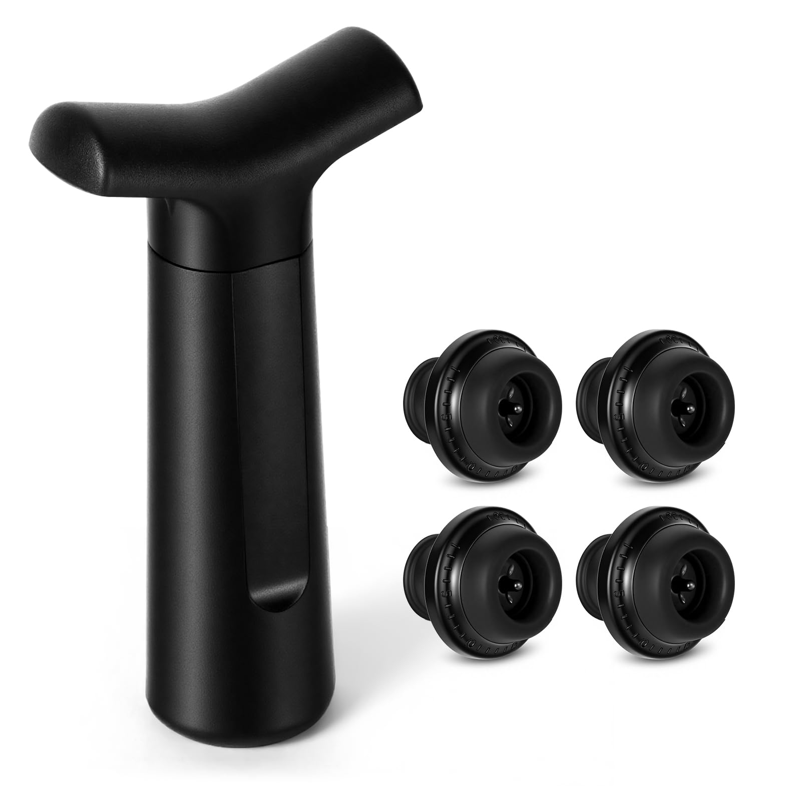 HOTUT Wine Vacuum Pump with 4 Stoppers, Wine Bottle Stopper, Premium Wine Preserver Pump, Reusable Bottle Sealer Keeps Fresh Longer, Manual Pump — image 1