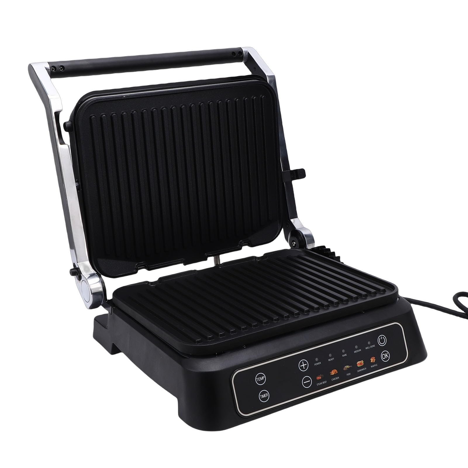 Socobeta Panini Press Grill Potente Sandwichera Eléctrica Antiadherente de 2000 W para Cocinar en Casa Comidas Familiares (Enchufe europeo)